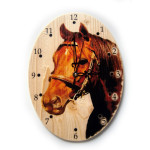 dřevěné hodiny - kůň hnědý